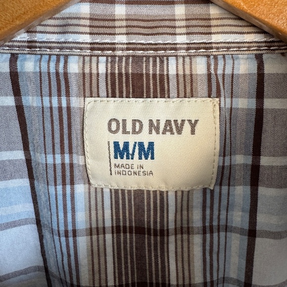 Old Navy Men's Western Plaid Linen Blend Pearl Snap Shirt Medium Cowboy Rodeo - Picture 4 of 14